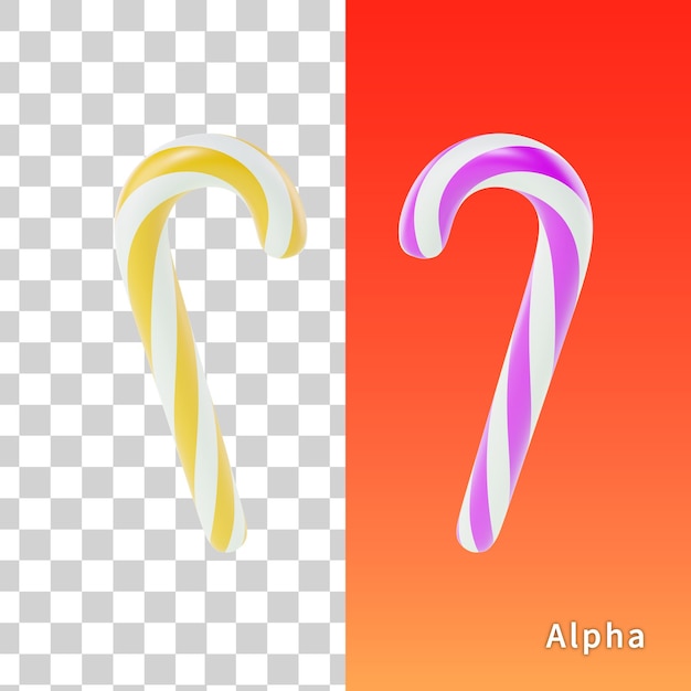 colorful candy cane 3d render