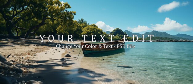 Colorful canoe on tropical sandy beach