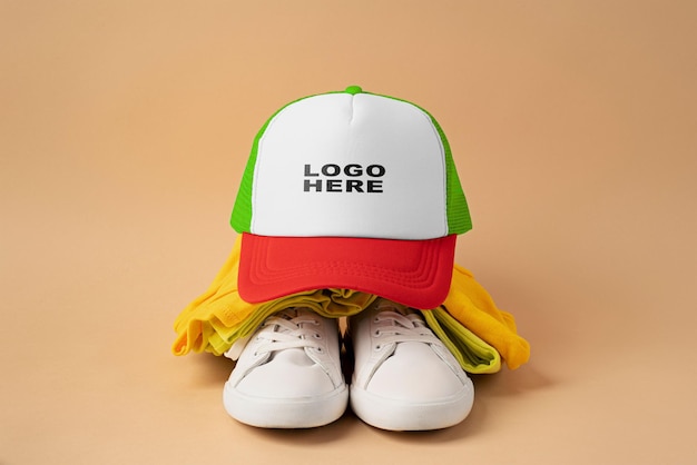 a colorful cap with the word quot logo on it