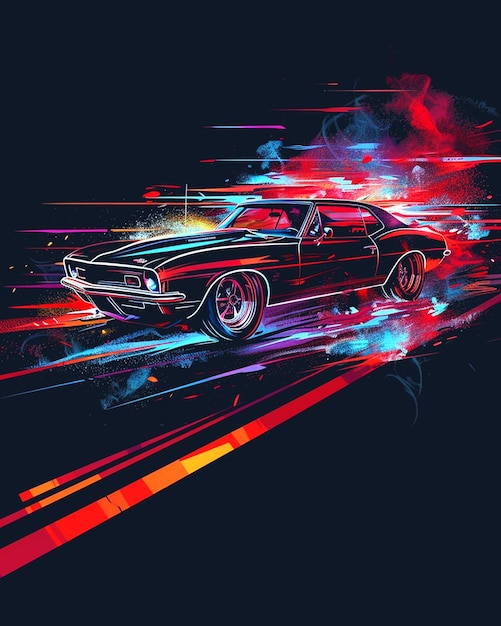 PSD colorful car t shirt design background