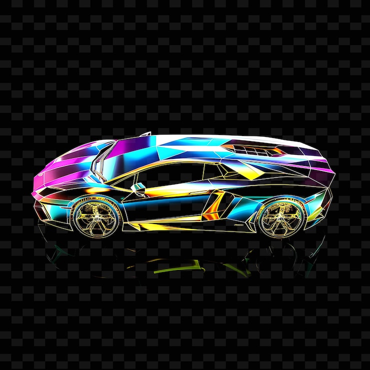 PSD a colorful car with a rainbow design on the back
