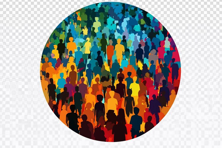 PSD colorful cartoon volunteer icon in circular design