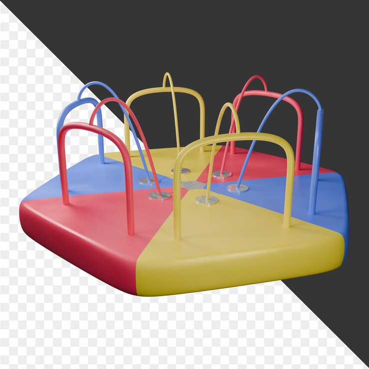 PSD a colorful childrens play area with a slide that says quot the word quot on it