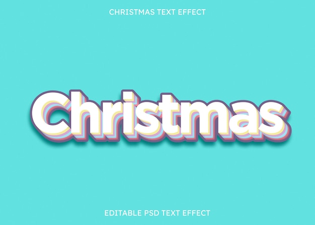 Красочный рождественский редактируемый текстовый эффект на голубом фоне