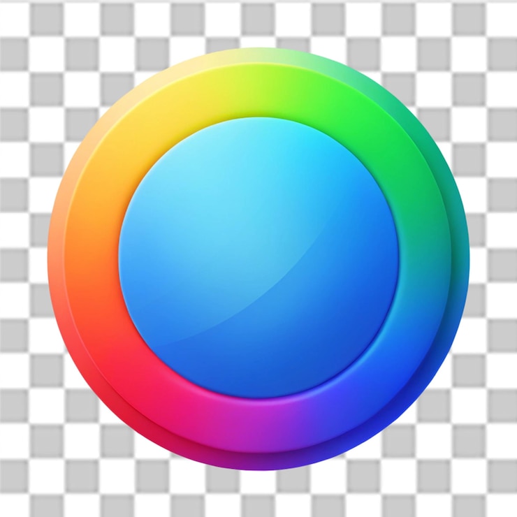 PSD colorful circle with a blue circle at its center