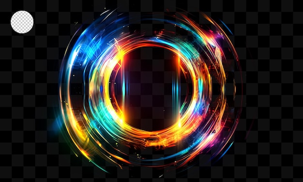 Un cerchio colorato con un effetto di luce su uno sfondo trasparente