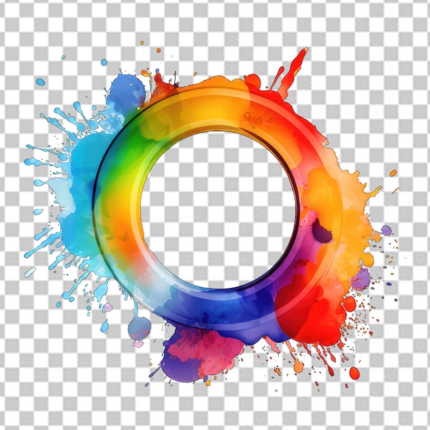 PSD cerchio colorato con spruzzi acquerello png