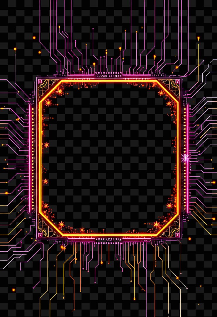 PSD a colorful circuit board with the words glow in the dark