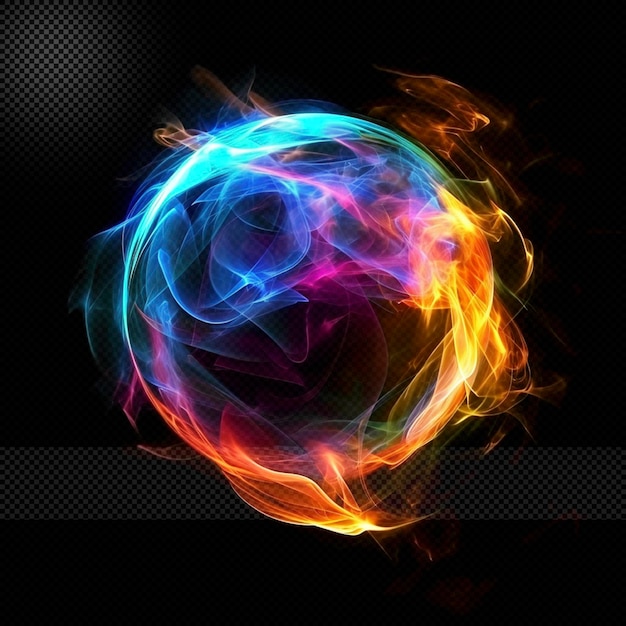 PSD colorful circular light effect transparent background