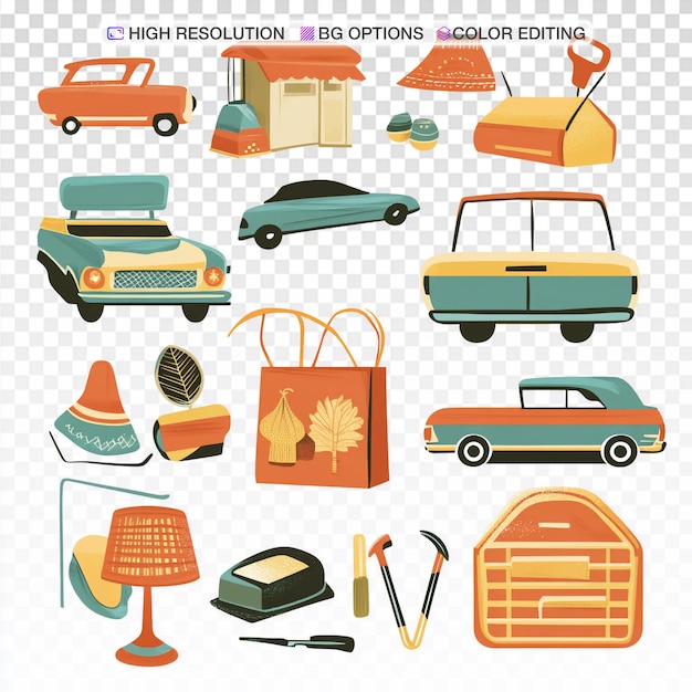 colorful clipart icons representing a fun garage sale experience