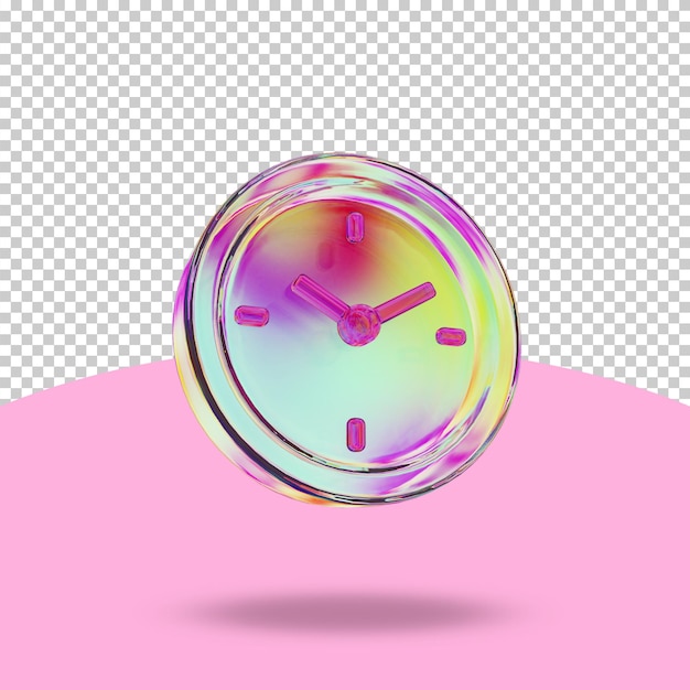 PSD a colorful clock with a glass material that has a rainbow effect