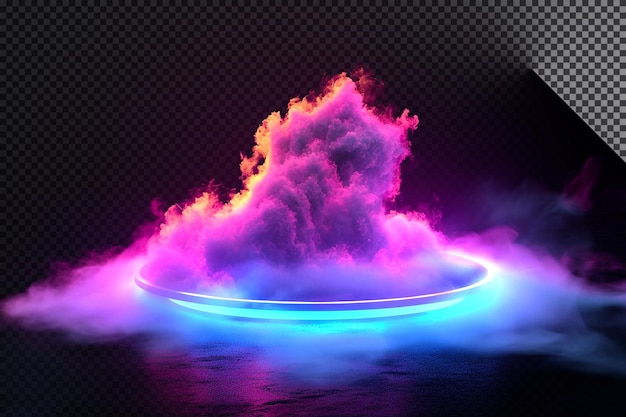 PSD colorful cloud with dual lighting glowing effect on transparent background