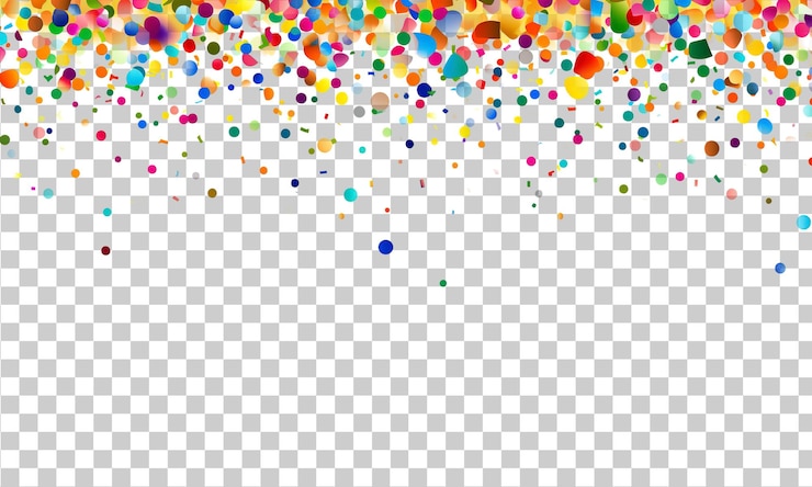 PSD colorful confetti border frame repeat pattern isolated on transparent background png