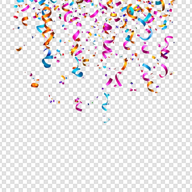 Colorful confetti isolated on transparent background