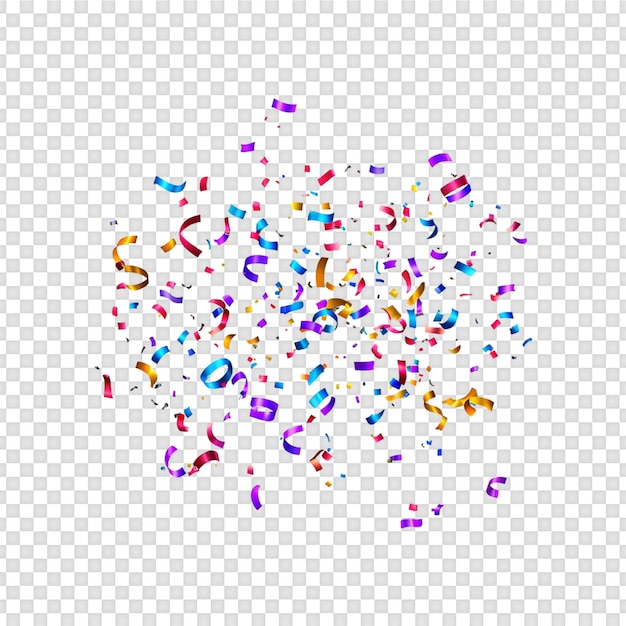 Colorful confetti isolated on transparent background