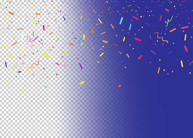 PSD colorful confetti isolated on transparent background.