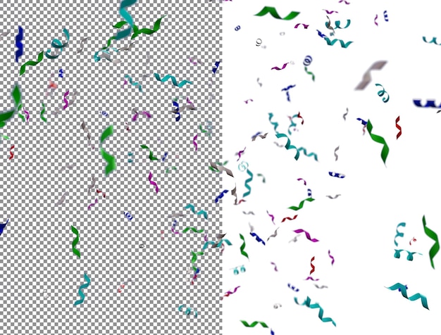 Colorful confetti with transparent background 3d rendering