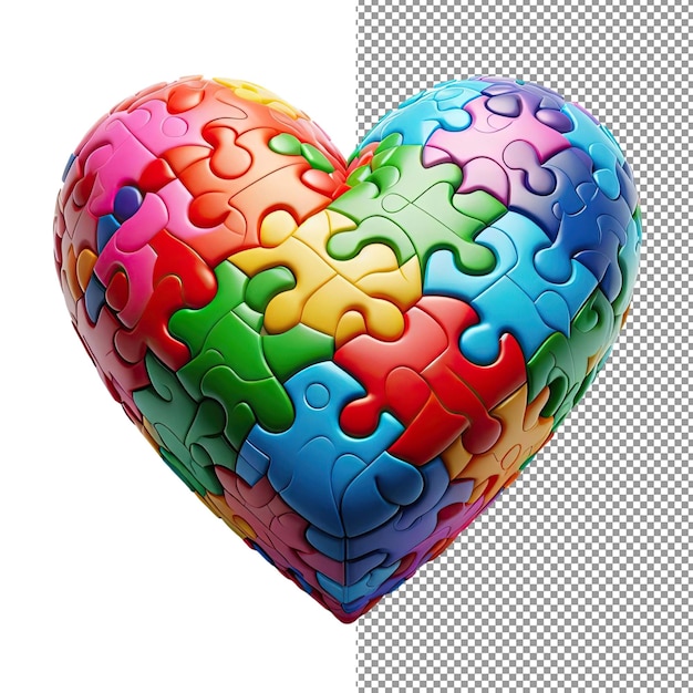 PSD colore connection isolato puzzle cuore per disegni creativi