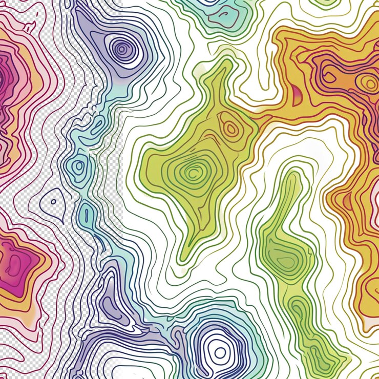 PSD colorful contour lines transparent background