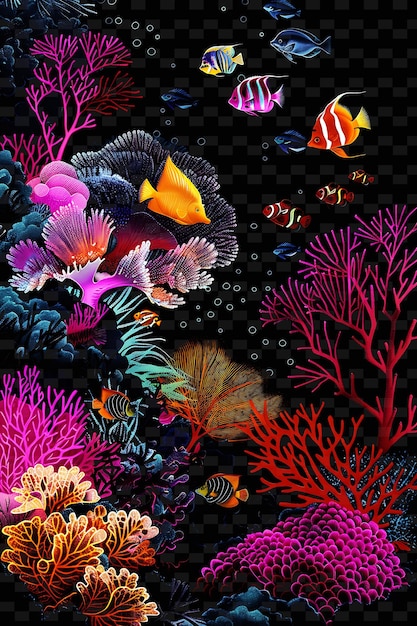 PSD un corallo colorato con le parole pesce farfalla su di esso