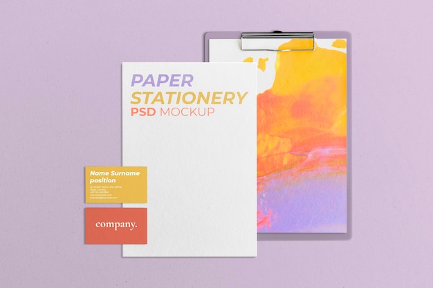 PSD colorful corporate identity mockup psd with business card in abstract design