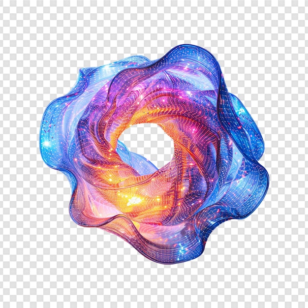 Colorful cosmic galaxy swirl isolated on transparent background