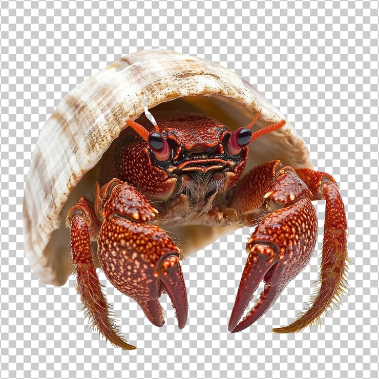 PSD colorful crab in shell on white background