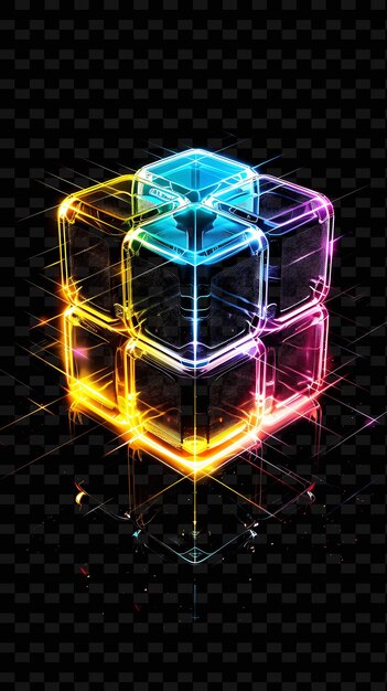 PSD un cubo colorato con una luce brillante su di esso