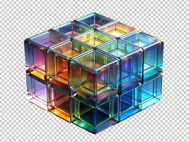 PSD colorful cube with lights