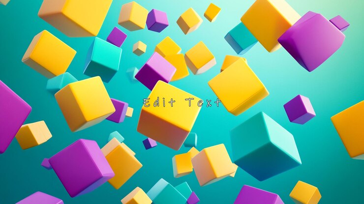 PSD colorful cubes floating on teal background