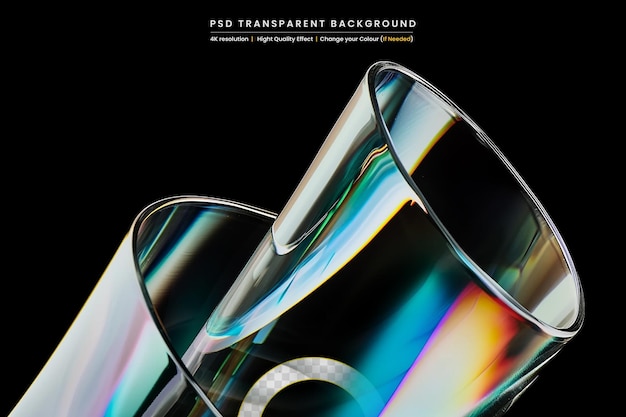 PSD colorful curve glass on transparant background