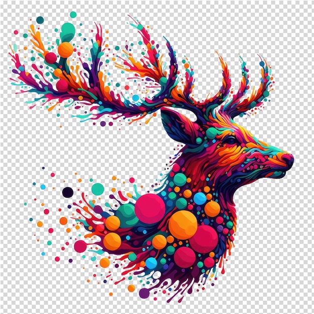 PSD a colorful deer head with colorful spots on it