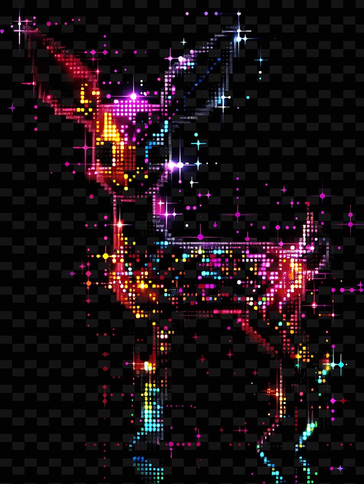 PSD a colorful design of a bird on a black background