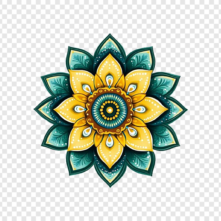 PSD a colorful design of mandala on transparent background