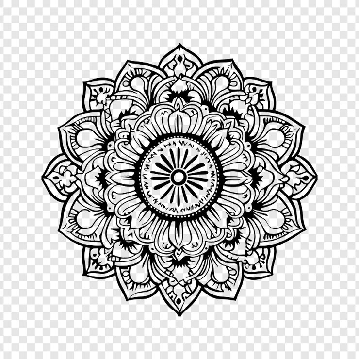 PSD a colorful design of mandala on transparent background