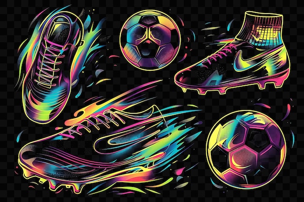 PSD a colorful design of soccer shoes and soccer balls