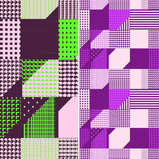 A colorful design with a purple and green background