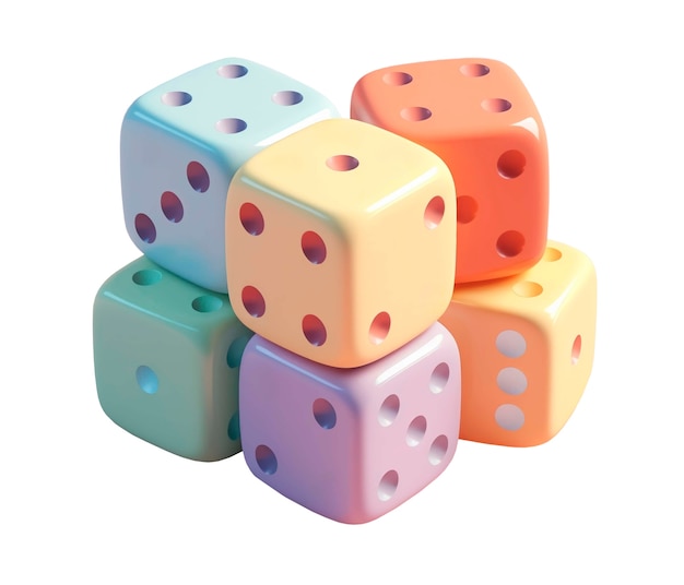 PSD colorful dices isolated