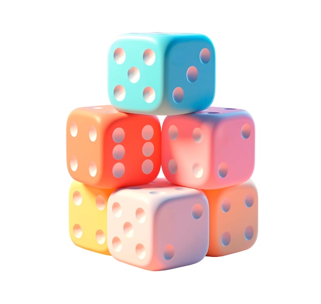 PSD colorful dices isolated