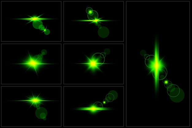 Razzi di lenti digitali colorati impostare luce lente isolata