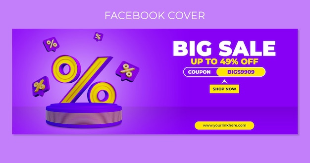 Colorful discount sale podium facebook cover template