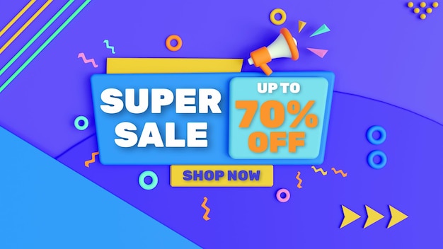 PSD colorful discount sale with editable text