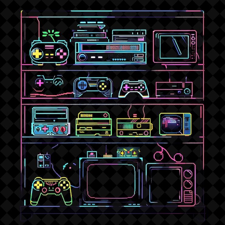 PSD a colorful display of electronic games and the word game on the bottom