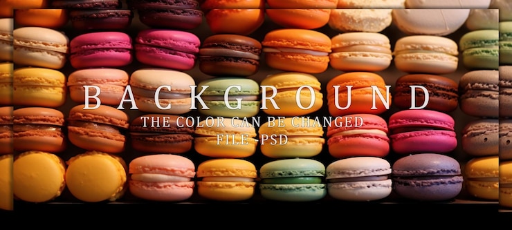 PSD a colorful display of french macarons
