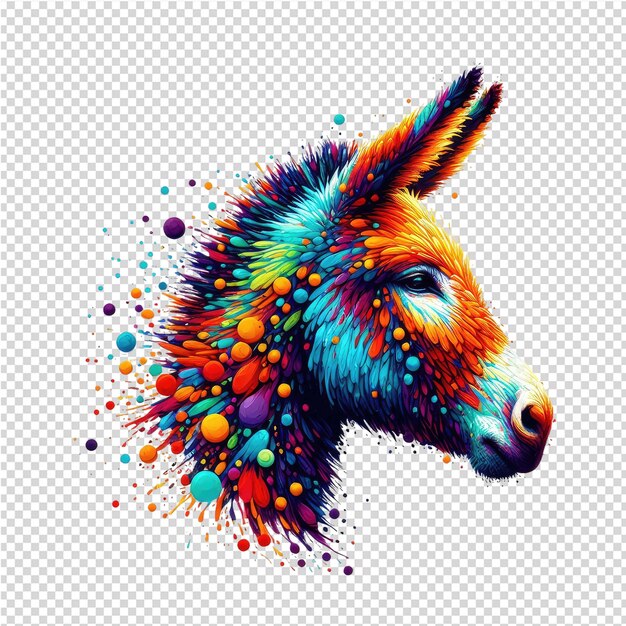 PSD a colorful donkey with a colorful mane and the words quot the name of the donkey quot