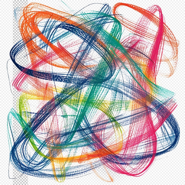 PSD colorful doodle scribbles transparent background