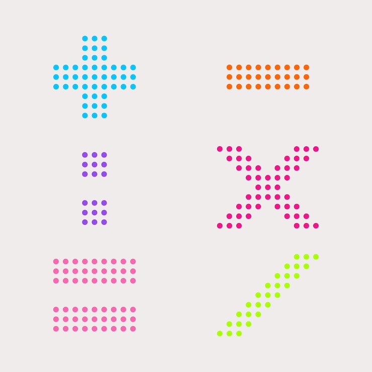 PSD colorful dotted mathematical symbols