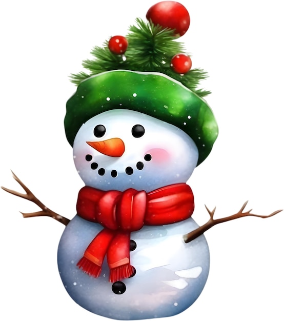 PSD colorful drawing of a cute snowman aigenerated