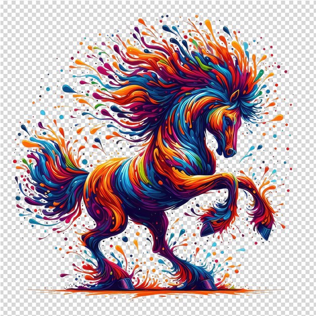 PSD a colorful drawing of a horse with a colorful mane