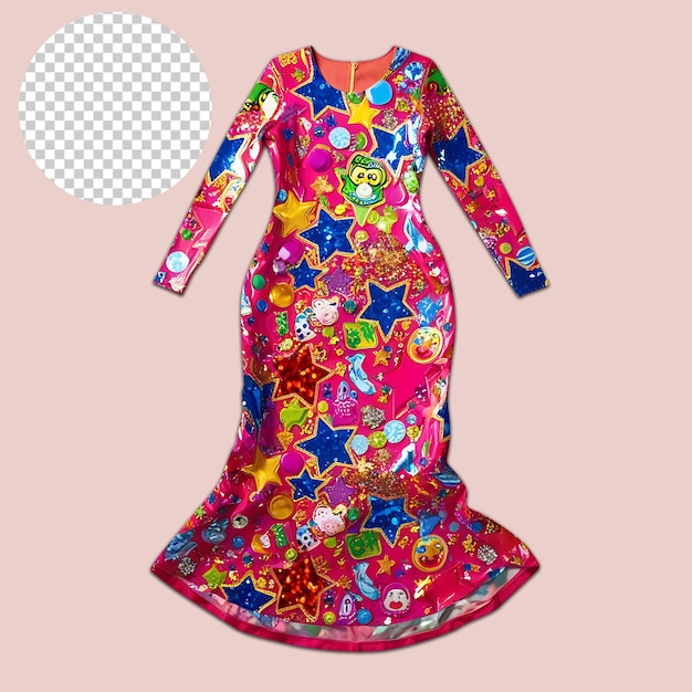 colorful dress with a butterfly on the front transparent background